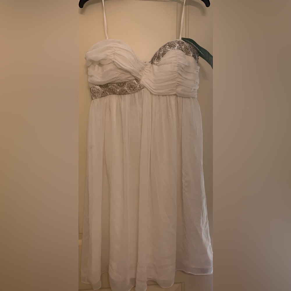 White embellished flowy dress